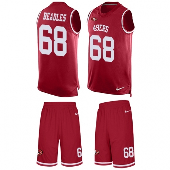 Men's Nike San Francisco 49ers #68 Zane Beadles Limited Red Tank Top Suit NFL Jersey Men's Nike San Francisco 49ers #68 Zane Beadles Limited Red Tank Top Suit NFL Jersey
