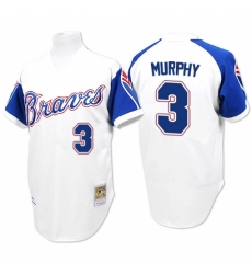 Men's Majestic Atlanta Braves #3 Dale Murphy Replica White 1974 Throwback MLB Jersey