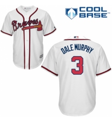 Men's Majestic Atlanta Braves #3 Dale Murphy Replica White Home Cool Base MLB Jersey