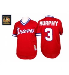 Men's Mitchell and Ness 1980 Atlanta Braves #3 Dale Murphy Replica Red Throwback MLB Jersey