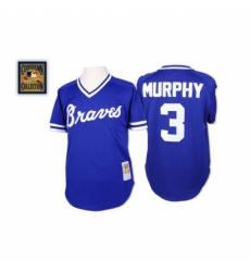 Men's Mitchell and Ness Atlanta Braves #3 Dale Murphy Replica Blue Throwback MLB Jersey