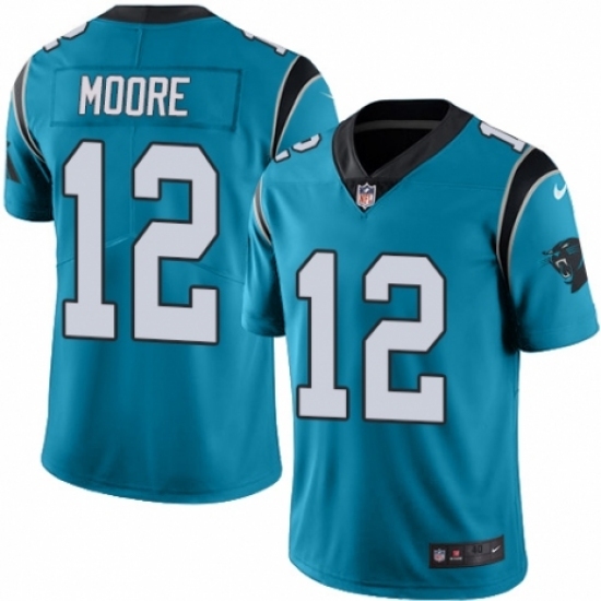 Men's Nike Carolina Panthers #12 D.J. Moore Blue Alternate Vapor Untouchable Limited Player NFL Jersey Men's Nike Carolina Panthers #12 D.J. Moore Blue Alternate Vapor Untouchable Limited Player NFL Jersey