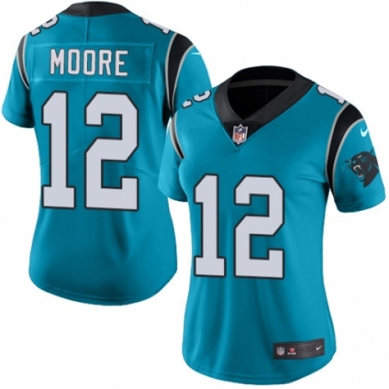 Women's Nike Carolina Panthers #12 D.J. Moore Blue Alternate Vapor Untouchable Limited Player NFL Jersey Women's Nike Carolina Panthers #12 D.J. Moore Blue Alternate Vapor Untouchable Limited Player NFL Jersey