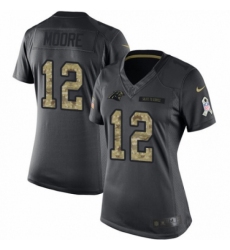 Women's Nike Carolina Panthers #12 D.J. Moore Limited Black 2016 Salute to Service NFL Jersey