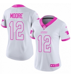 Women's Nike Carolina Panthers #12 D.J. Moore Limited White/Pink Rush Fashion NFL Jersey