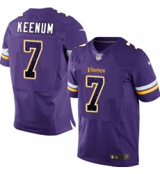Men's Nike Minnesota Vikings #7 Case Keenum Elite Purple Home Drift Fashion NFL Jersey