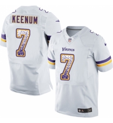 Men's Nike Minnesota Vikings #7 Case Keenum Elite White Road Drift Fashion NFL Jersey