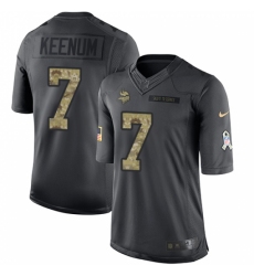 Men's Nike Minnesota Vikings #7 Case Keenum Limited Black 2016 Salute to Service NFL Jersey
