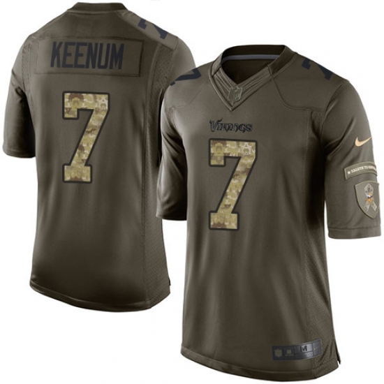 Men's Nike Minnesota Vikings #7 Case Keenum Limited Green Salute to Service NFL Jersey Men's Nike Minnesota Vikings #7 Case Keenum Limited Green Salute to Service NFL Jersey
