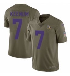 Men's Nike Minnesota Vikings #7 Case Keenum Limited Olive 2017 Salute to Service NFL Jersey