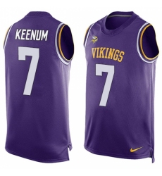 Men's Nike Minnesota Vikings #7 Case Keenum Limited Purple Player Name & Number Tank Top NFL Jersey