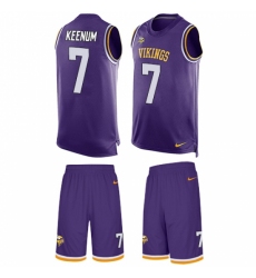 Men's Nike Minnesota Vikings #7 Case Keenum Limited Purple Tank Top Suit NFL Jersey