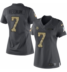 Women's Nike Minnesota Vikings #7 Case Keenum Limited Black 2016 Salute to Service NFL Jersey