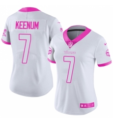 Women's Nike Minnesota Vikings #7 Case Keenum Limited White/Pink Rush Fashion NFL Jersey