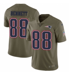 Men's Nike New England Patriots #88 Martellus Bennett Limited Olive 2017 Salute to Service NFL Jersey