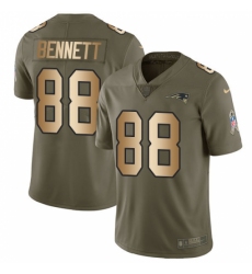 Men's Nike New England Patriots #88 Martellus Bennett Limited Olive/Gold 2017 Salute to Service NFL Jersey