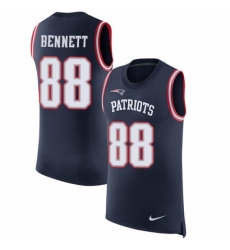 Men's Nike New England Patriots #88 Martellus Bennett Navy Blue Rush Player Name & Number Tank Top NFL Jersey