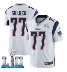 Men's Nike New England Patriots #77 Nate Solder White Vapor Untouchable Limited Player Super Bowl LII NFL Jersey