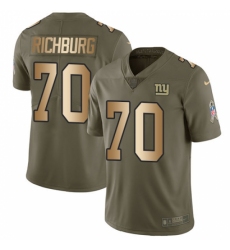 Men's Nike New York Giants #70 Weston Richburg Limited Olive/Gold 2017 Salute to Service NFL Jersey
