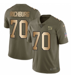 Youth Nike New York Giants #70 Weston Richburg Limited Olive/Gold 2017 Salute to Service NFL Jersey