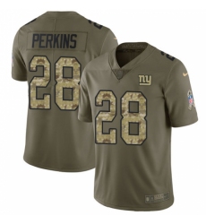 Men's Nike New York Giants #28 Paul Perkins Limited Olive/Camo 2017 Salute to Service NFL Jersey