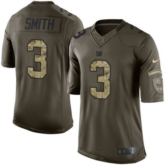 Men's Nike New York Giants #3 Geno Smith Elite Green Salute to Service NFL Jersey Men's Nike New York Giants #3 Geno Smith Elite Green Salute to Service NFL Jersey