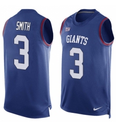 Men's Nike New York Giants #3 Geno Smith Limited Royal Blue Player Name & Number Tank Top NFL Jersey