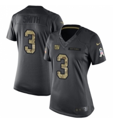 Women's Nike New York Giants #3 Geno Smith Limited Black 2016 Salute to Service NFL Jersey