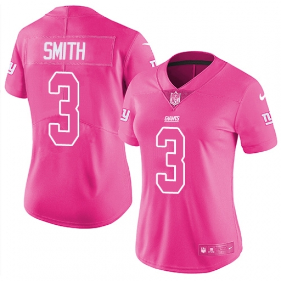 Women's Nike New York Giants #3 Geno Smith Limited Pink Rush Fashion NFL Jersey Women's Nike New York Giants #3 Geno Smith Limited Pink Rush Fashion NFL Jersey
