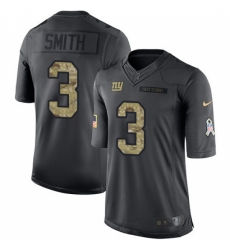 Youth Nike New York Giants #3 Geno Smith Limited Black 2016 Salute to Service NFL Jersey
