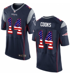 Men's Nike New England Patriots #14 Brandin Cooks Elite Navy Blue Home USA Flag Fashion NFL Jersey
