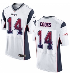 Men's Nike New England Patriots #14 Brandin Cooks Elite White Road Drift Fashion NFL Jersey