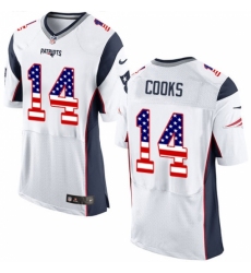 Men's Nike New England Patriots #14 Brandin Cooks Elite White Road USA Flag Fashion NFL Jersey