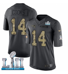 Men's Nike New England Patriots #14 Brandin Cooks Limited Black 2016 Salute to Service Super Bowl LII NFL Jersey