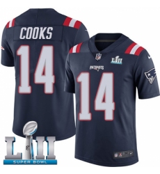 Men's Nike New England Patriots #14 Brandin Cooks Limited Navy Blue Rush Vapor Untouchable Super Bowl LII NFL Jersey