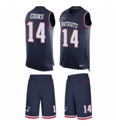 Men's Nike New England Patriots #14 Brandin Cooks Limited Navy Blue Tank Top Suit NFL Jersey