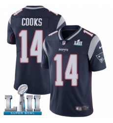 Men's Nike New England Patriots #14 Brandin Cooks Navy Blue Team Color Vapor Untouchable Limited Player Super Bowl LII NFL Jersey