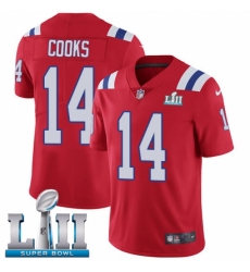 Men's Nike New England Patriots #14 Brandin Cooks Red Alternate Vapor Untouchable Limited Player Super Bowl LII NFL Jersey
