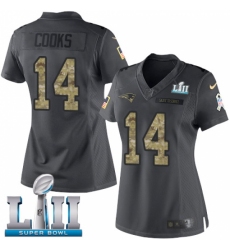 Women's Nike New England Patriots #14 Brandin Cooks Limited Black 2016 Salute to Service Super Bowl LII NFL Jersey