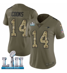 Women's Nike New England Patriots #14 Brandin Cooks Limited Olive/Camo 2017 Salute to Service Super Bowl LII NFL Jersey