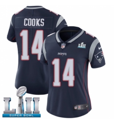 Women's Nike New England Patriots #14 Brandin Cooks Navy Blue Team Color Vapor Untouchable Limited Player Super Bowl LII NFL Jersey
