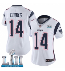 Women's Nike New England Patriots #14 Brandin Cooks White Vapor Untouchable Limited Player Super Bowl LII NFL Jersey