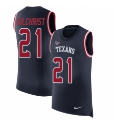 Men's Nike Houston Texans #21 Marcus Gilchrist Navy Blue Rush Player Name & Number Tank Top NFL Jersey