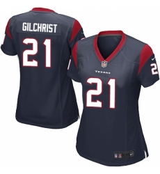 Women's Nike Houston Texans #21 Marcus Gilchrist Game Navy Blue Team Color NFL Jersey
