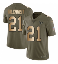 Youth Nike Houston Texans #21 Marcus Gilchrist Limited Olive/Gold 2017 Salute to Service NFL Jersey