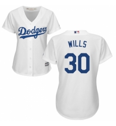 Women's Majestic Los Angeles Dodgers #30 Maury Wills Replica White Home Cool Base MLB Jersey