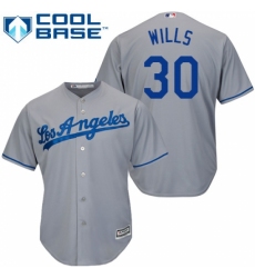 Youth Majestic Los Angeles Dodgers #30 Maury Wills Replica Grey Road Cool Base MLB Jersey
