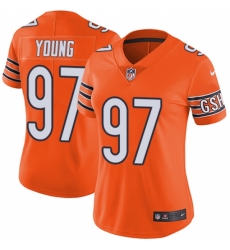 Women's Nike Chicago Bears #97 Willie Young Limited Orange Rush Vapor Untouchable NFL Jersey