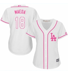Women's Majestic Los Angeles Dodgers #18 Kenta Maeda Replica White Fashion Cool Base MLB Jersey