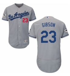 Men's Majestic Los Angeles Dodgers #23 Kirk Gibson Authentic Grey Road 2017 World Series Bound Flex Base MLB Jersey